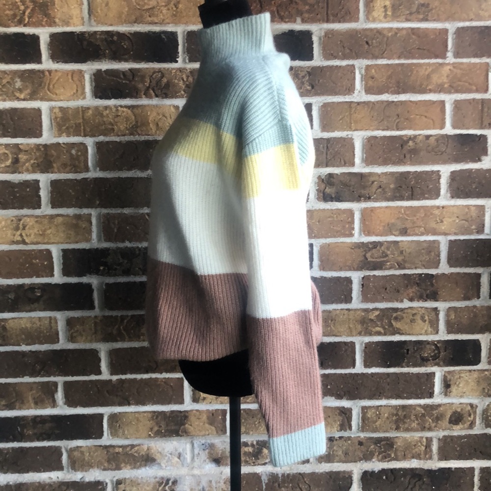 Ann Taylor Colorblock Mock Neck Wool Sweater Size Small - Picture 3 of 8